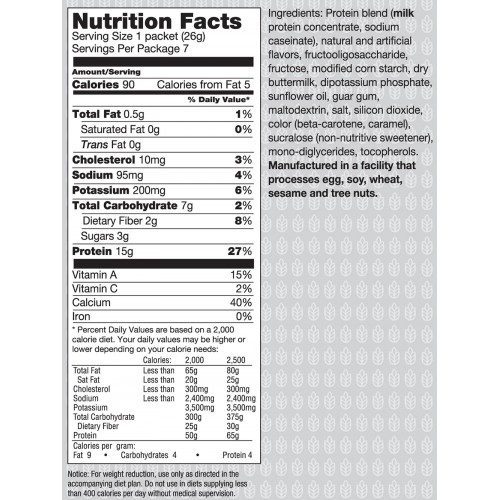 Metabolic Web Store MRC Vanilla Creme Pudding protein powder nutrition label