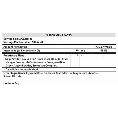 MRC-6 380ct Weight Loss Support Ingredient Label