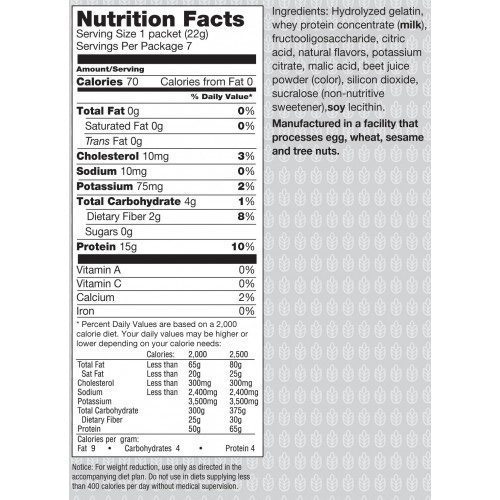 Pink Lemonade High Protein Drink Nutrition Label